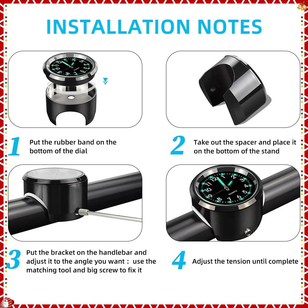 7/8" Мотоциклетные Часы Хромированные Водонепроницаемые Крепление На Руль Велосипеда Кварцевые Часы Алюминиевые Светящиеся Часы Мотоциклетные Аксессуары Универсальные