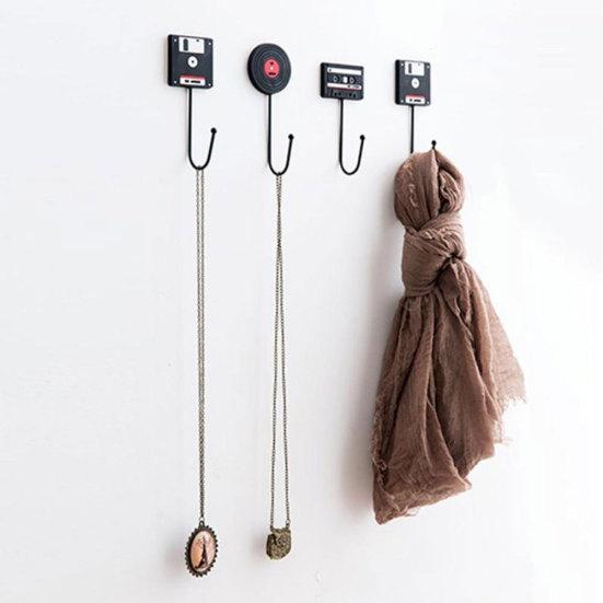 Ретро-лента Виниловая пластинка Жесткий диск Настенный крючок Одежда Шляпа Сумки Вешалка для двери дома