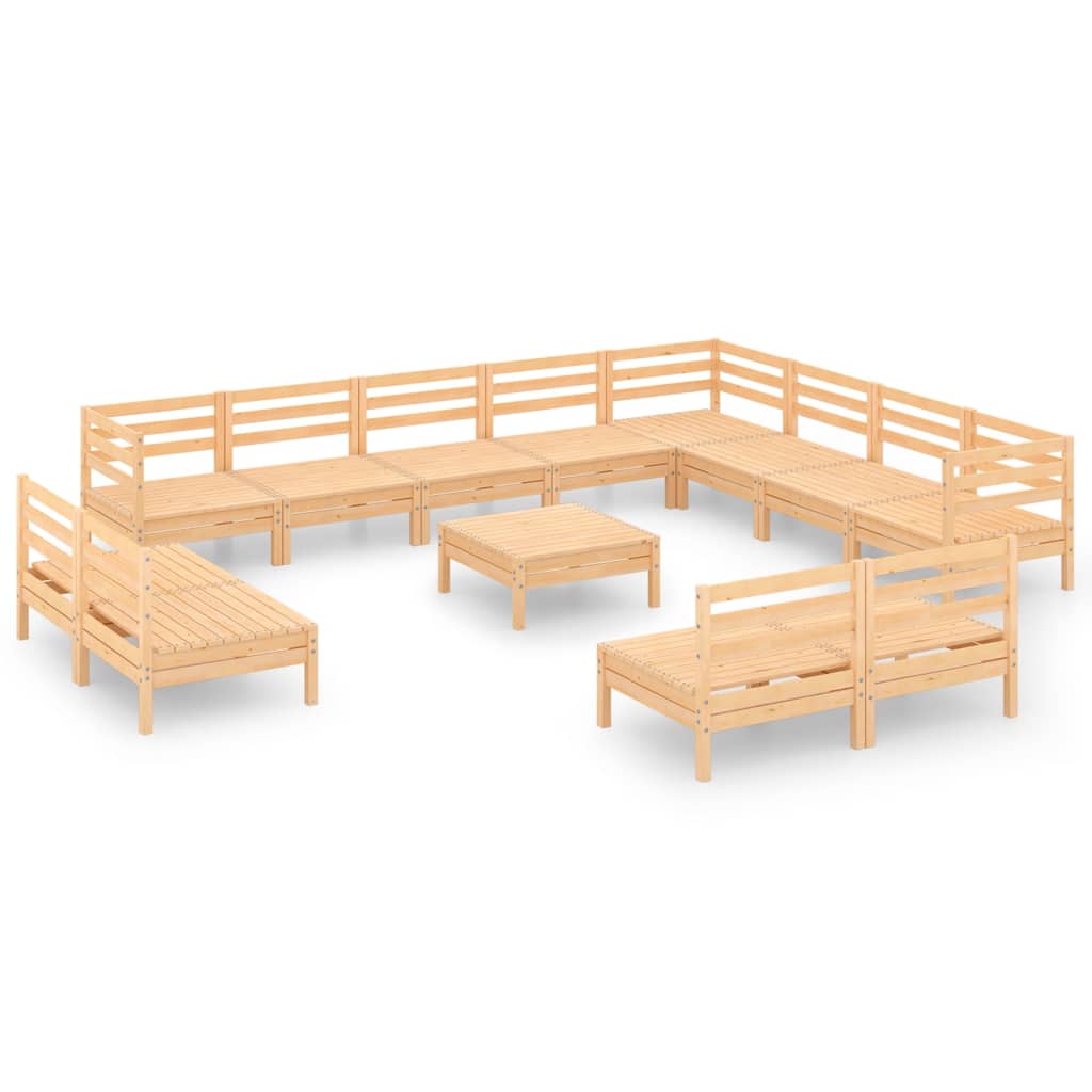 13 Piece Garden Lounge Set Solid Pine Wood
