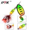 FTK 1pc Spinner Bait 7.5g 12g 17.5g Hard Spoon Bass Lures Metal Fishing Lure With Feather Treble Hooks For Pike Fishing