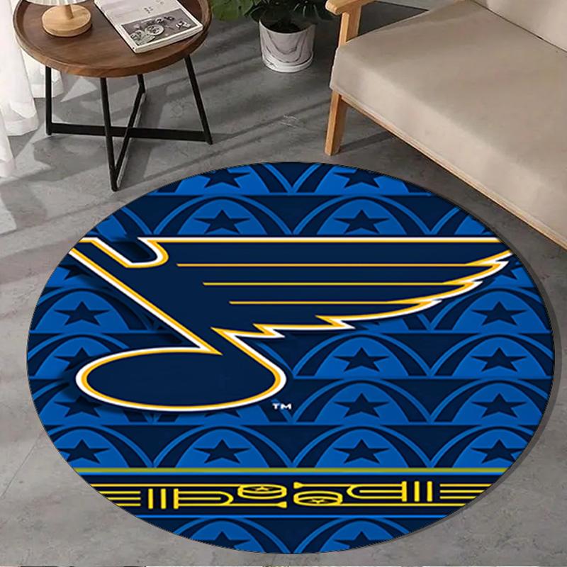 1PC Louis Blues Hockey Team Round Rug, Non-slip Chair Mat, Home Decor, Circle Carpet Perfect for Office, Bedroom, Living Room,Christmas gift