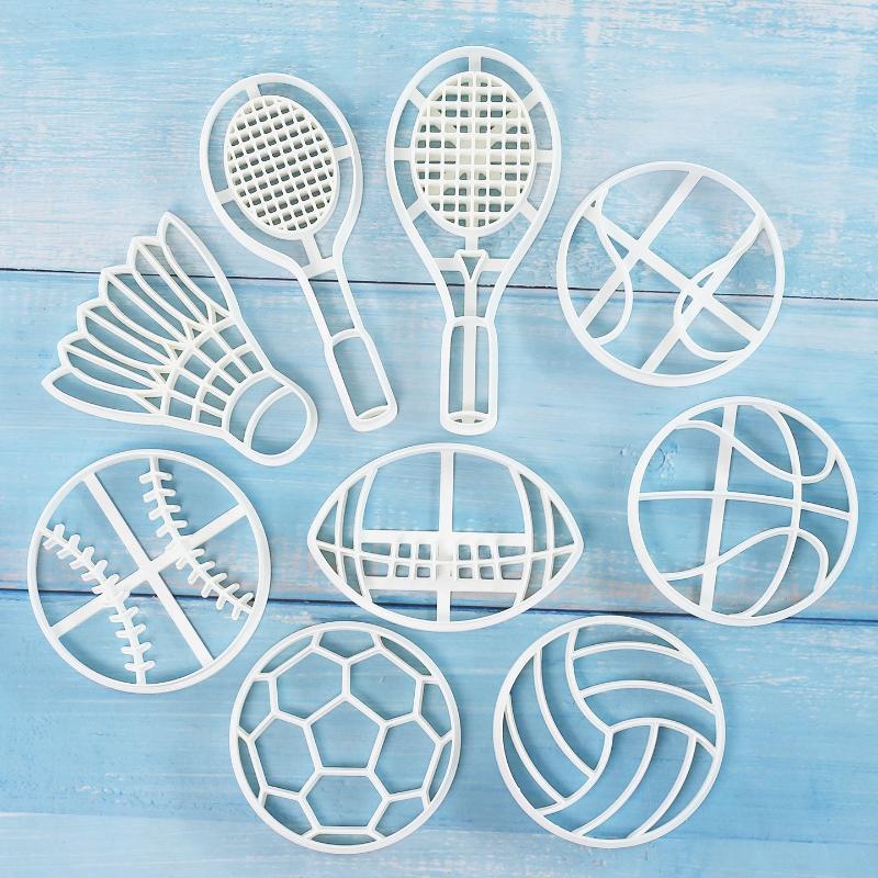 Sports Ball Baking Cutter Non-Toxic Easy Demold Rugby Tennis Football Shaped Mold for Kids Baking Class Activity