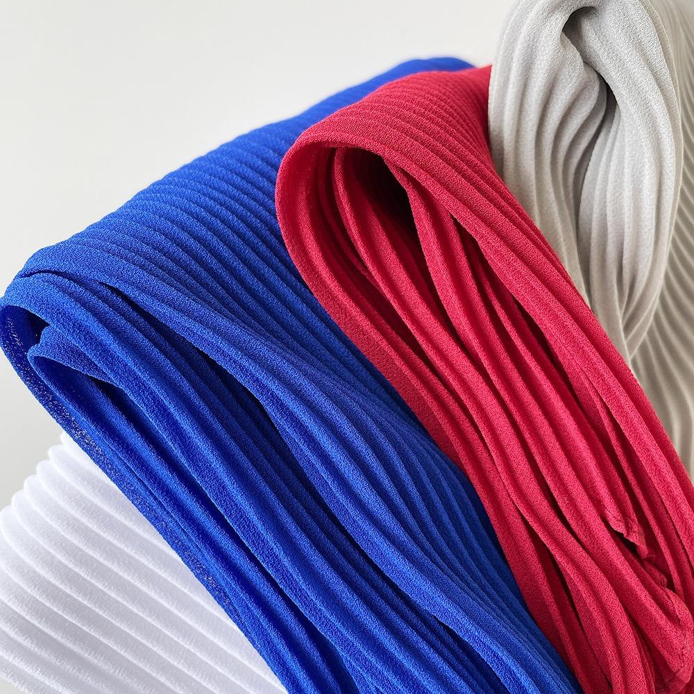 Soft Wrap Solid-color Bandana Hair Band Pleated Silk Scarf Fashion Chiffon Hair Scarf Girls