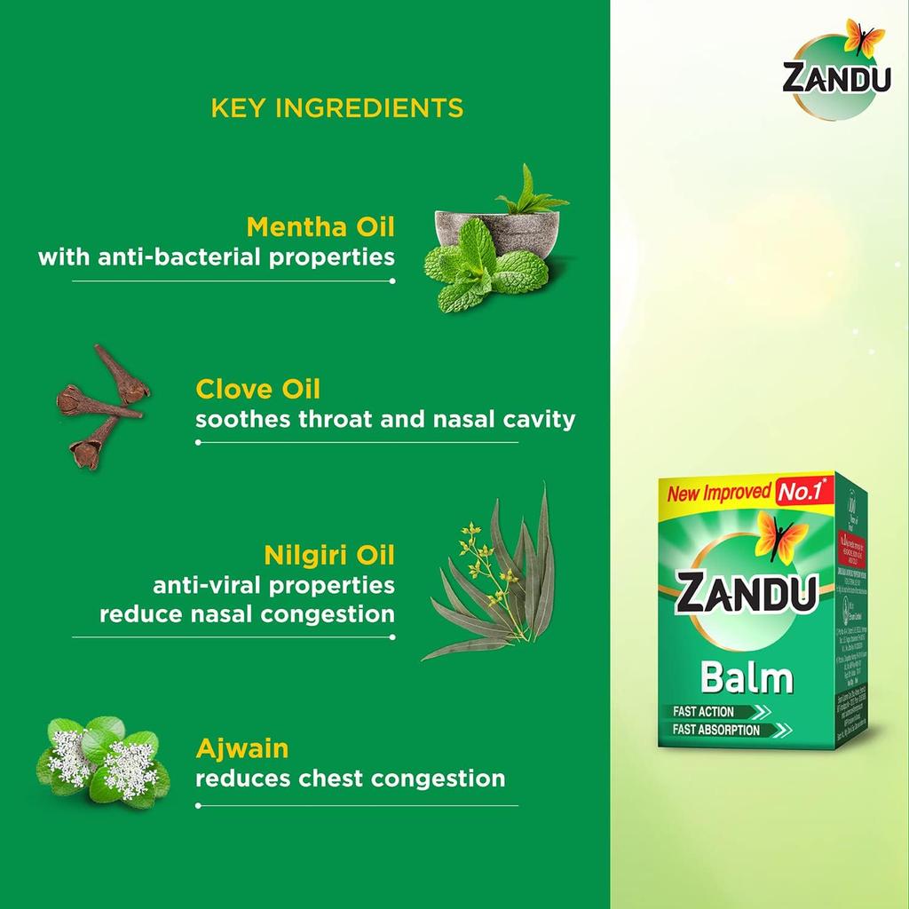 Zandu Balm 25 Ml X Pack Of 6 Ayurvedic Pain Relief Balm For Headache Body Pain Sprain Cold Fast Absorbing Non Greasy