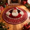 3D Christmas Rug Santa Claus Gnome Quilted Round Floor Mat Optical Illusion Depth Pattern Decorative