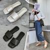 Flat-bottomed Slippers Women's Summer Outer Wear New Summer Square Head One-word Drag Foreign Trade Large Size Cool Slippers Factory