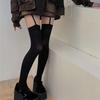 Черно-белые чулки выше бедра на подвязках, бархатные тонкие женские чулки, женские
