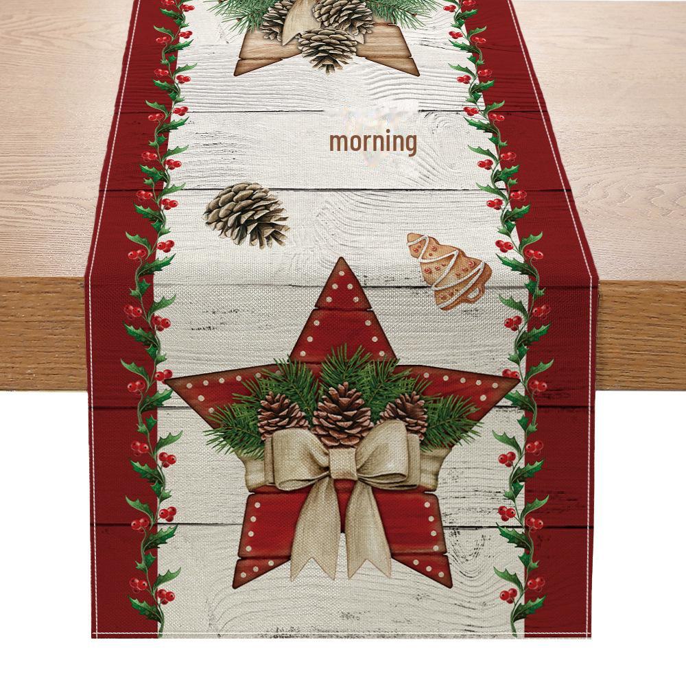 Рождественская дорожка на стол с пуансеттиями и узором «буффало клетка»