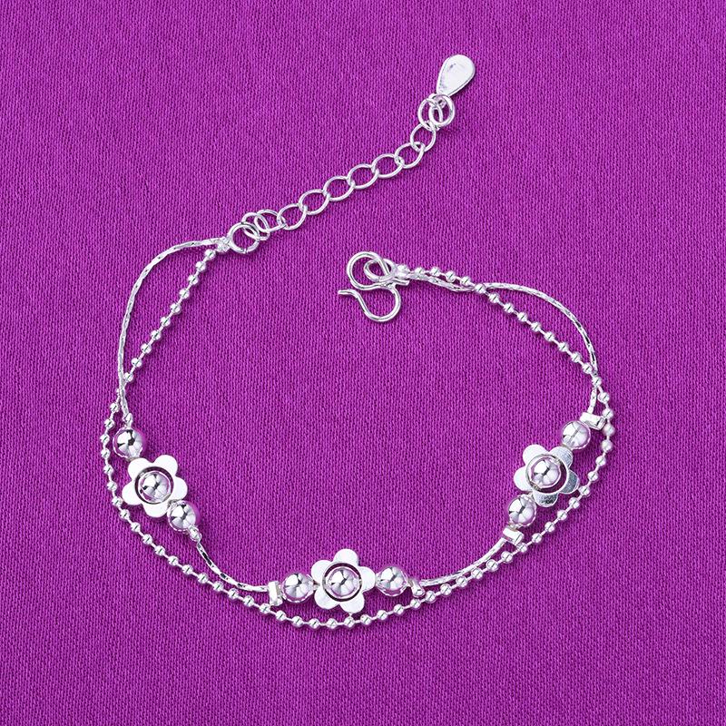 Серебряный многослойный браслет из бусин для женщин - Модный корейский стиль, Идеальный маленький аксессуар или подарок