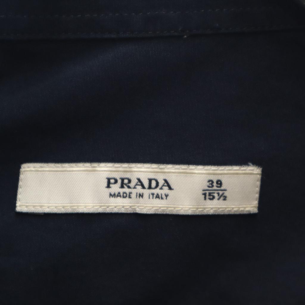 Prada Сделано в Италии Хлопковая рубашка с длинным рукавом 39 Темно-синяя Мужская Б/У