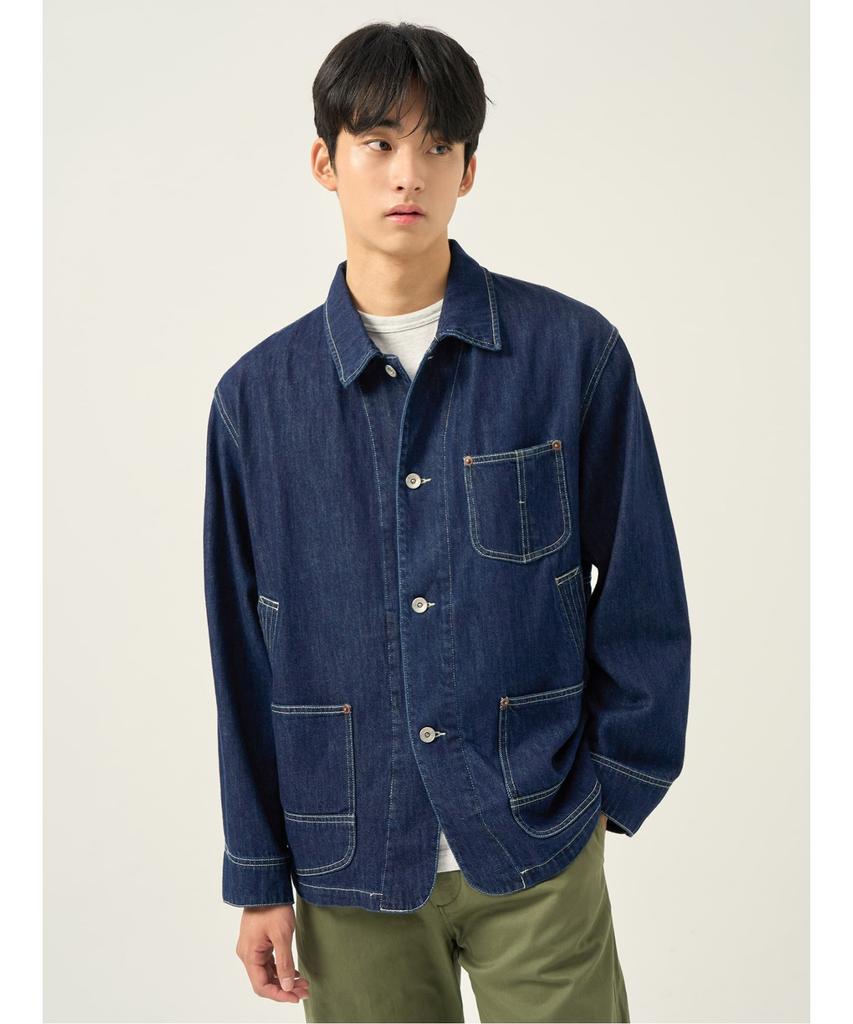 Beanpole Men Denim Work Jacket Blue