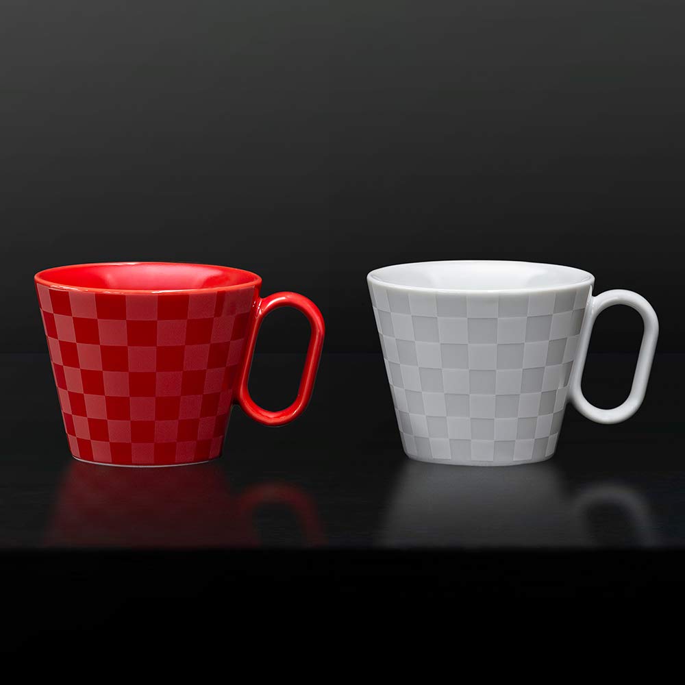 Кружка Wired Beans Кружка Wired Beans прослужит всю жизнь Arita Ware Regular Checkered Pair Set Mug 240 мл (Красный Белый (Глянец))