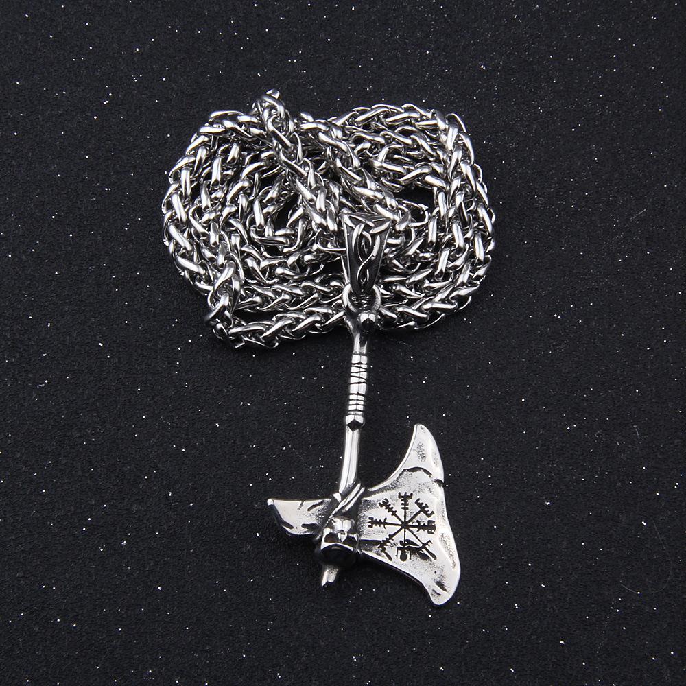 Ожерелье из нержавеющей стали с топором викингов, мужское ожерелье с кулоном в виде рунического компаса и флага, скандинавское винтажное ожерелье с топором викингов