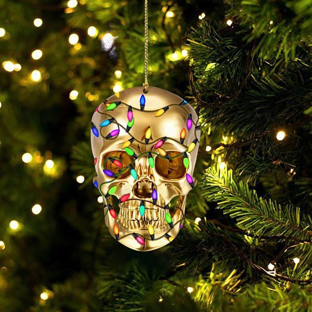 DIY Skull Pendant Horror Skeleton Car Ornaments Christmas Tree Drop Ornaments Car Rearview Decor