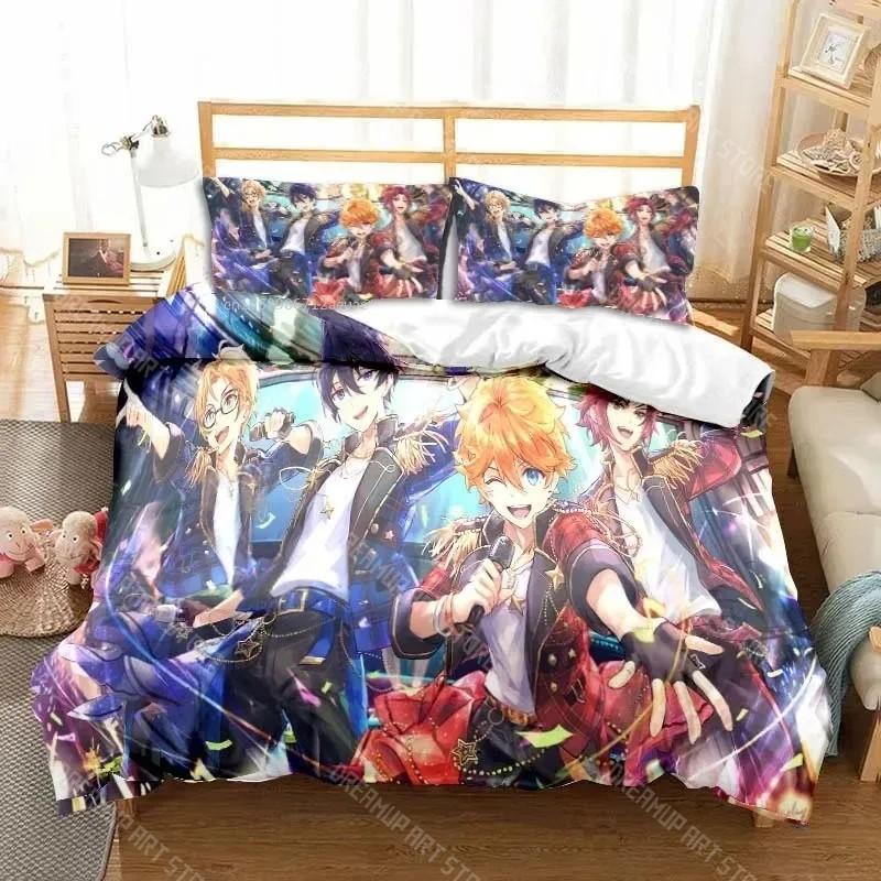 3D Аниме Рок-группа Ensemble Stars Всесезонный Полуторный Комплект Постельного Белья 3 Предмета Комплект Одеяла Пододеяльник Двуспальный Кинг Чехол для Одеяла