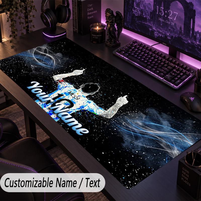 Large Mouse PadLionel Messi Custom Name Text Personalized Desk Mat Non Slip Gaming Pad