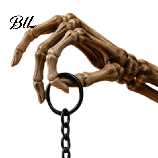 Decorative Sculpture for Shelf Skeleton Hand Lantern Light, Warm LED Library Nightlight, Gothic Halloween Light Mini Bookshelf Lamp Book Nook, Bedroom