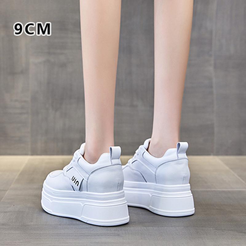 9 см натуральная кожа женские весенние кроссовки на танкетке на платформе осенние массивные удобные туфли на каблуках женские модные дышащие женские
