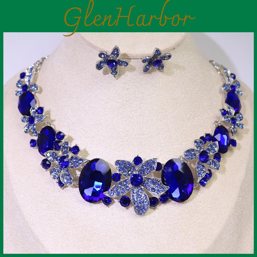 2piece Product Earrings Set Chain Crystal Glass Alloy Dress Accessories Womens Necklace