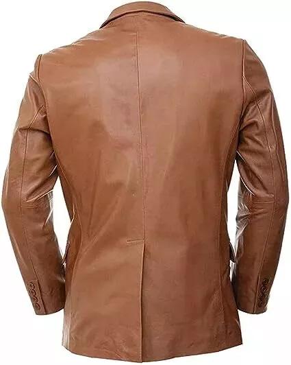 Genuine Men Lambskin Leather Formal Stylish Business Tan Real Handmade Blazer