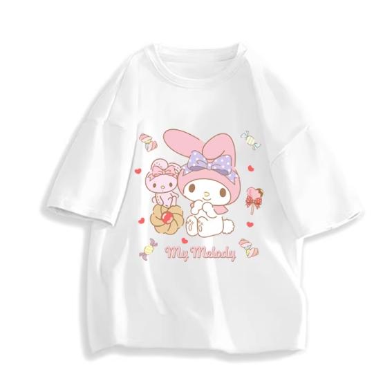 2026 Новая Мода Круглый Вырез Короткий Рукав Футболка Весна Лето Sanrio My Melody Женская Футболка Унисекс Модный Милый Топ Одежда