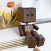 Wooden Man Figurine Handmade Wood Doll with Swing Feet Car Aromatherapy Ornament Wooden