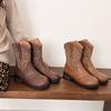 Cowhide Version of the New Retro Versatile Embroidered Western Boots Short Boots Women's Martin Boots