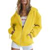 Womens Fleece Hooded Zip-Up Sweatshirt Loose Fit Casual Long Sleeve Top