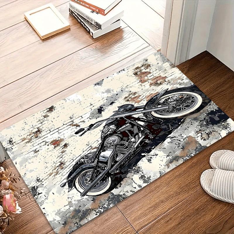 Vintage Motorcycle Door Mat & Rug Non-Slip Washable Carpet for Living Room Bedroom E-sports Room Home Area Rugs Soft Alfombra