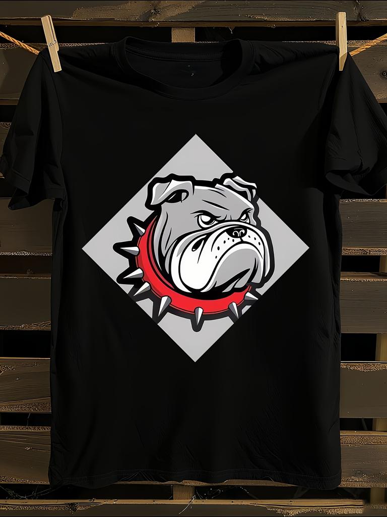 English Bulldog Print Cotton T-Shirt Mens Tshirt Womens Tshirts with Letters Print Short Sleeves T-Shirt Casual Street Tee Shirt Top