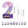 Свечи Цифра 1 на День Рождения, Свечи на День Рождения в Тематике Русалки для Торта, Розовая Фиолетовая Цифровая Свеча Топпер для Торта с Блестками