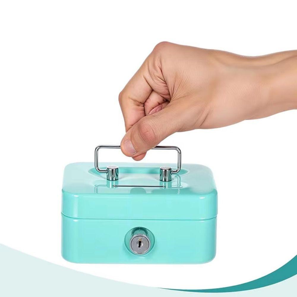 Mini Lockable Cash Box with Key Storage Box Coin Bank Piggy Bank  for Adults