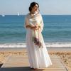 Soft Draped Gauze Shawl Rainbow Border Beach Scarf New Tassel Shawl  Women Fashion