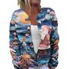 Women's Fashion Christmas Printed Long Sleeve Knitted Cardigan Button Down Jacket