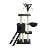 JIPSY Black Cat Tree 79 X 34 X 138 Cm - 3 Platforms, 1 Perch, 1 Kennel, 1 Staircase, Scratching Posts