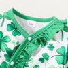 Baby Girls Rompers and Headband Sets Shamrock Print V-Neck Long Sleeve Jumpsuit Bodysuits Ireland Festival Clothes