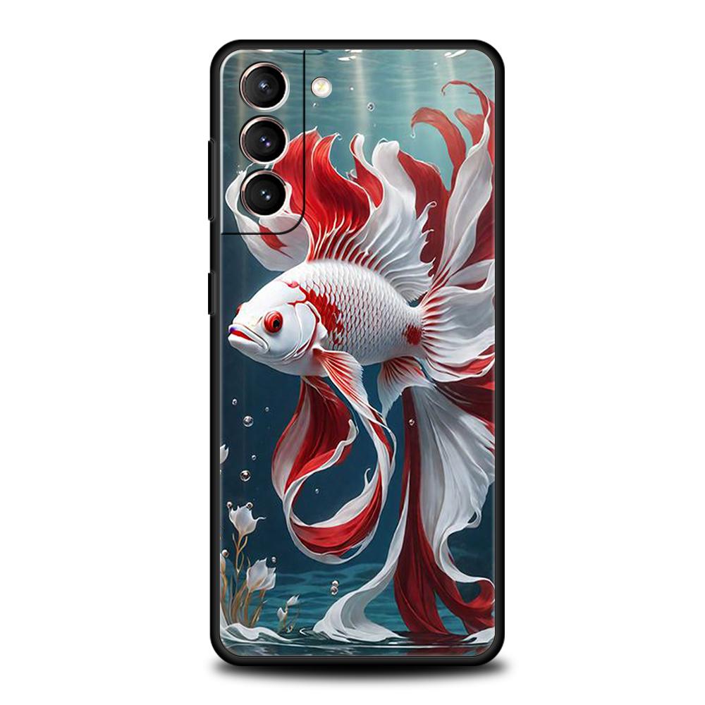 Мультяшный чехол-рыбка для Samsung Galaxy S24 S23 S22 S20 S21 FE Ultra S10 S10E S9 S8 Plus 5G Силиконовый противоударный чехол для телефона Capas