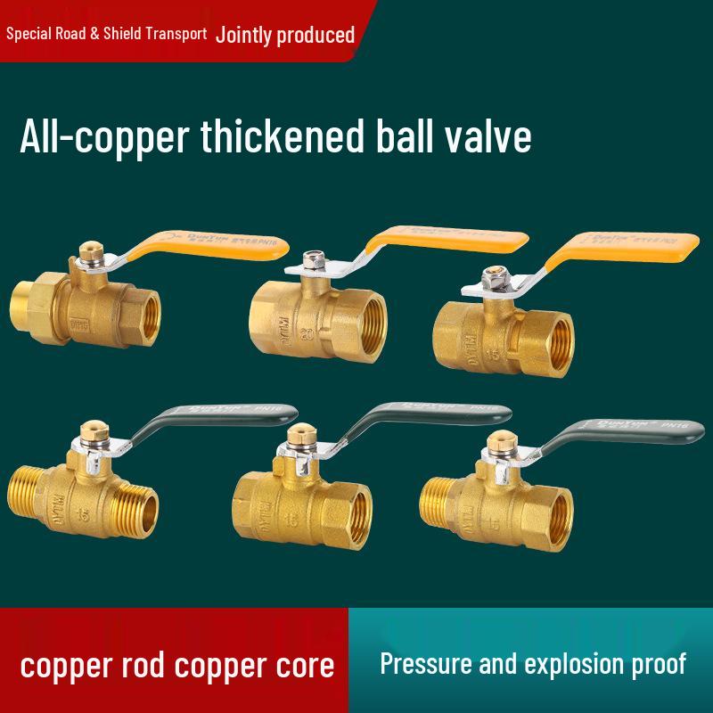 All-Copper Gas Valve for DN15 Natural Gas and Water Heaters, 1-Inch Copper Ball Valve for Tap Water.