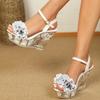 Туфли на танкетке 11 см для ночного клуба, женская обувь с цветочным узором, обувь для подиума, танцевальная обувь на шесте, с кристаллической подошвой LFD-1101-A20