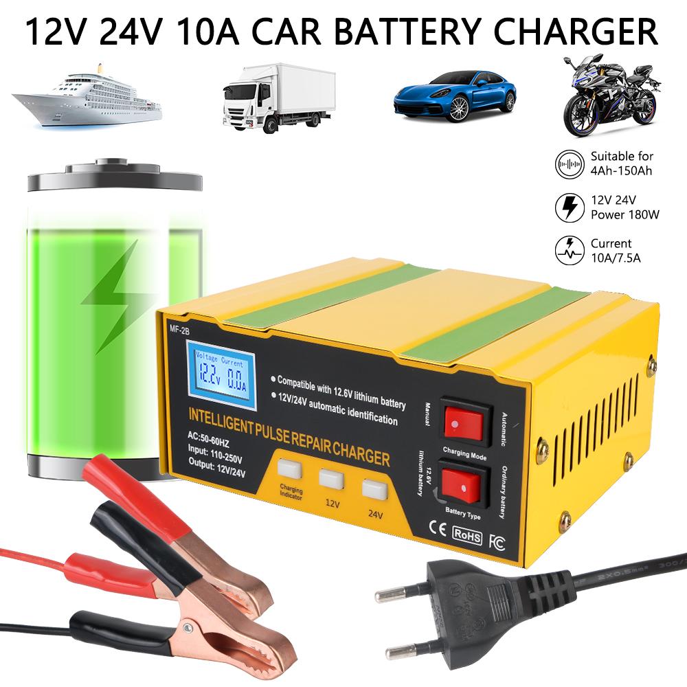 Зарядные устройства для автомобильных аккумуляторов Интеллектуальное импульсное ремонтное зарядное устройство 12 В/24 В 180 Вт Автомобильный аккумулятор с функцией поддержания заряда