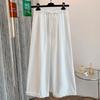 White Lace Straight-leg Pants Women's 2025 Summer New Literary Style Drawstring Elastic Waist Cotton Casual Pants