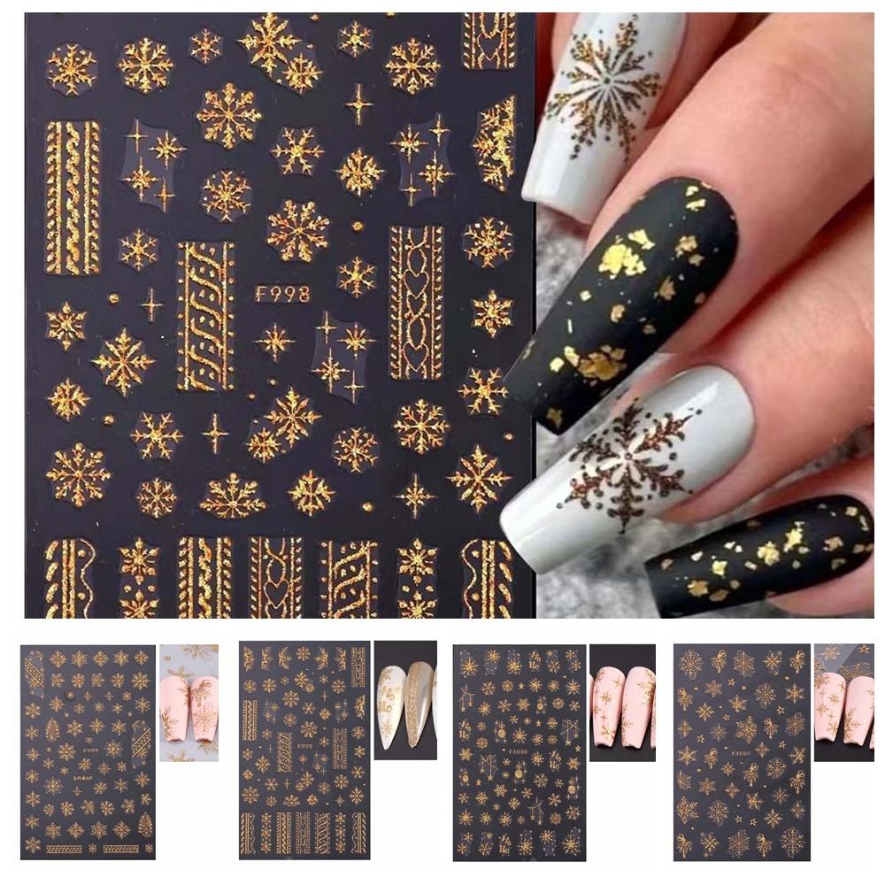 DIY Шармы для ногтей Рождественские Бронзовые Наклейки для ногтей Рождественские Украшения для ногтей в виде снежинок Девочки