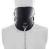 PU Leather Neck Sleeve Black Neck Sleeve + Traction Chain Adult Sex Toy Fetish Harness Chastity Belt