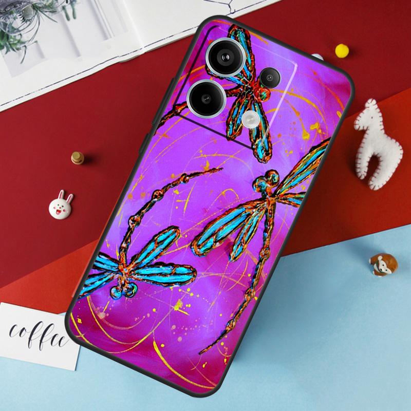 Чехол с изображением стрекозы для Xiaomi Redmi Note 13 Pro 14 12 11 10 15 Pro Plus Redmi 10C 12C 13C 14C 15C 15