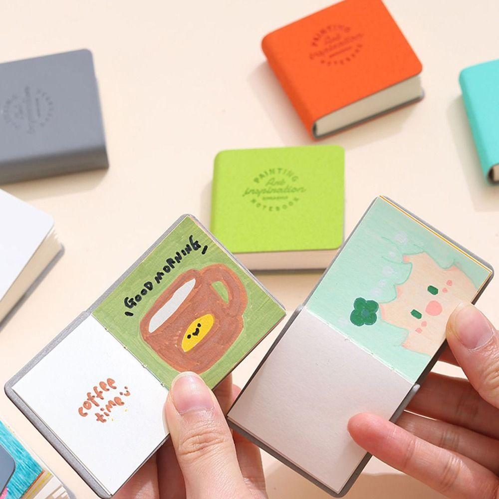 3Pcs Thick Drawing Paper Mini Drawing Book Unlined PU Leather Cover Miniature Sketchbook Blank Paper No Bleed