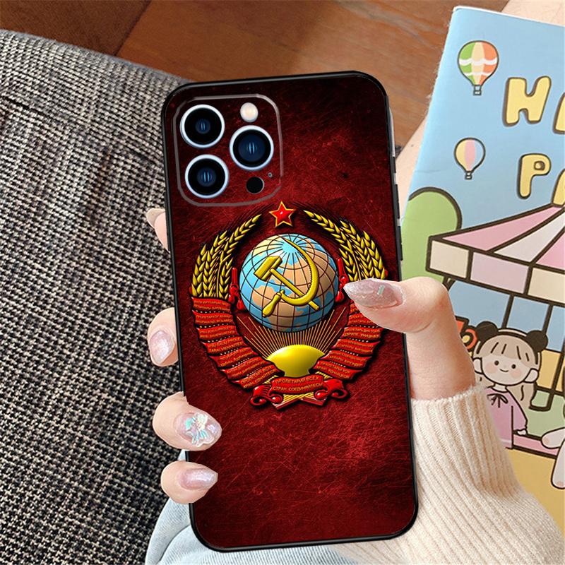 Vintage USSR CCCP Phone Case For iPhone 16 15 14 Pro Max 11 12 13 Pro Max Mini XR 16e 15 16 Plus Bumper Cover