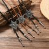 Western Leather Cord Bolo Tie with Metal Hexagram Star Pendant Jewelry Necktie Adjustable Chain Necklace for Men Women
