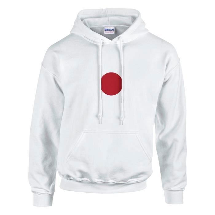Sweat à capuche - PIXELFORMA - Drapeau du Japon - Manches longues - Col capuche - Mixte