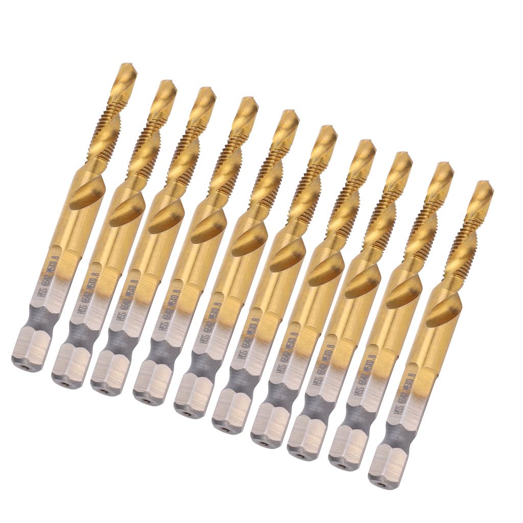 10 шт. Метчики Сверла HSS 6.1 Шестигранный Квадратный Хвостовик Ti Покрытие Композитные M5 Метизы Ручные Инструменты