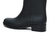 Akiriko Women's Jockey Style Long Rain Boots with Knitted Lining, Black, Size M